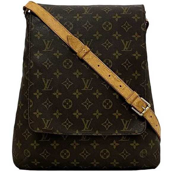 Louis Vuitton Crossbody Leather Brown Bag Flap  Canvas Musette Shoulder - Picture 1 of 9